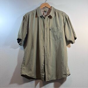 The North Face A5 Series Olive Striped Button Short Sleeved Shirt Size XL